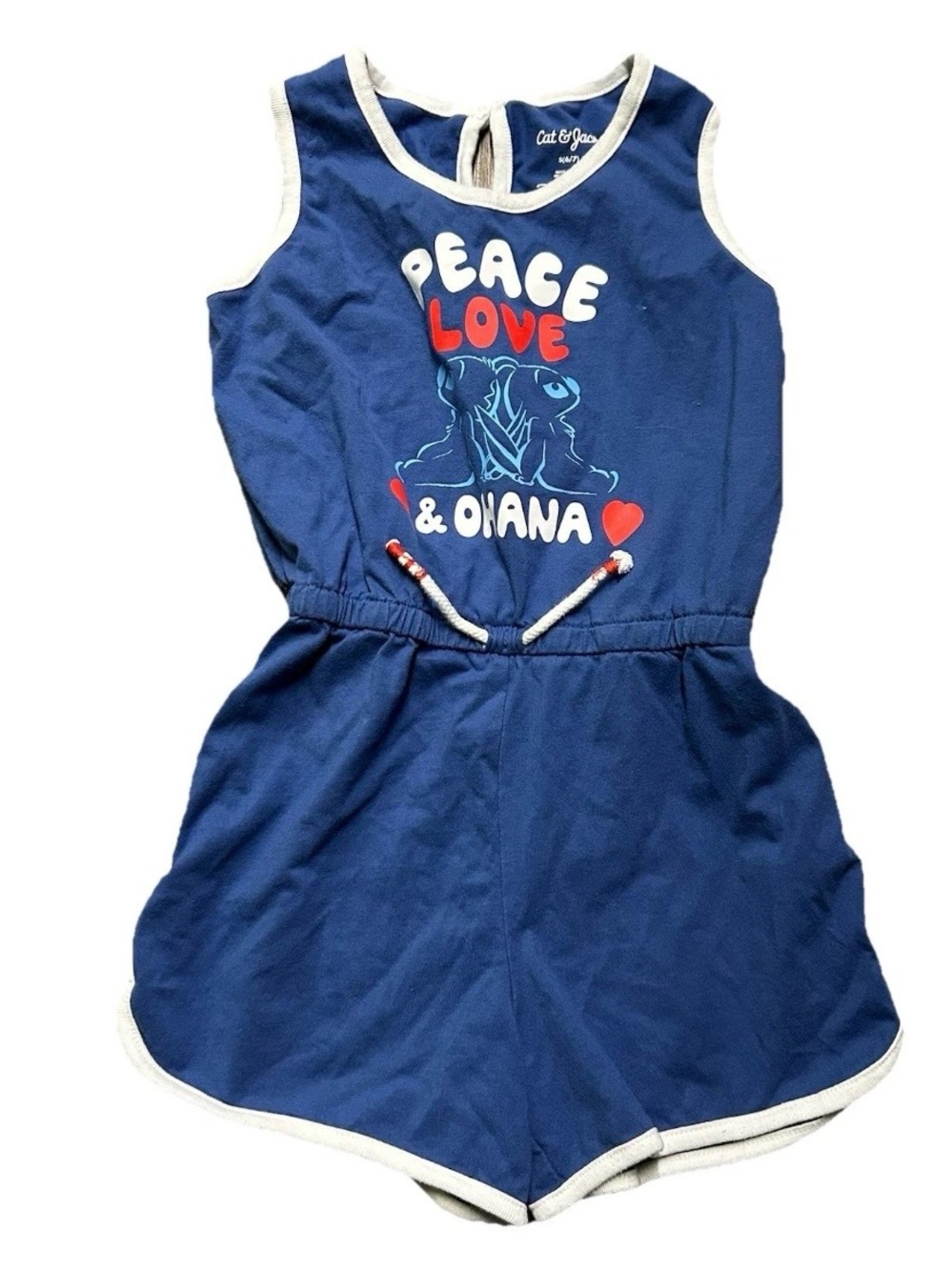 Girls Disney Cat & Jack Blue Stitch Romper Size Small (6/7)